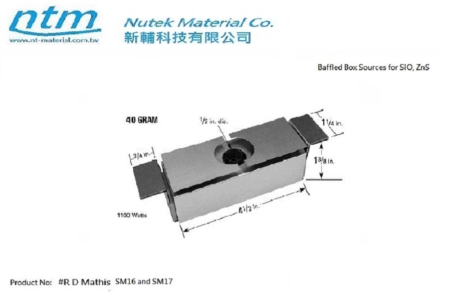 Baffled Box Sources for SiO, ZnS-SM16